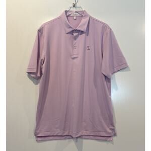Peter Millar Summer Comfort Pink Striped Golf Polo Shirt Mens Size Large (1915)